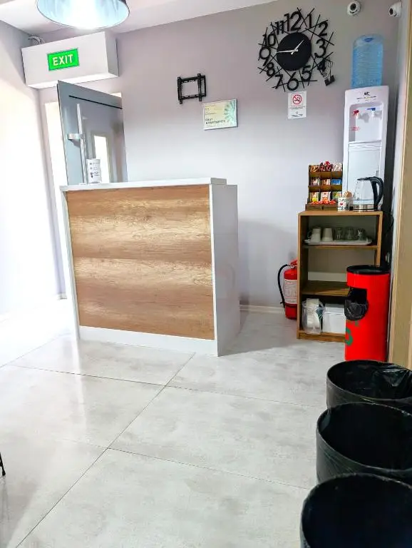 Modern reception area at Easy Apartments Kumanovo city center